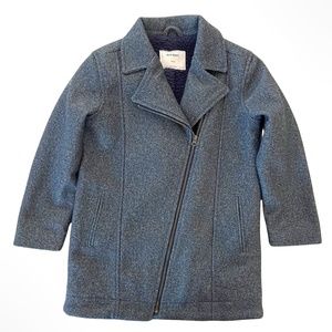 OLD NAVY | LONG SHERPA-LINED MOTO JACKET | NAVY BLUE | OVERCOAT | GIRLS | XS (5)
